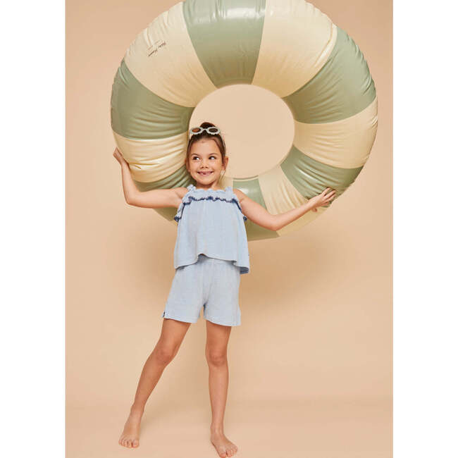 Terry Cotton Girl Top, Light Blue - Blouses - 5