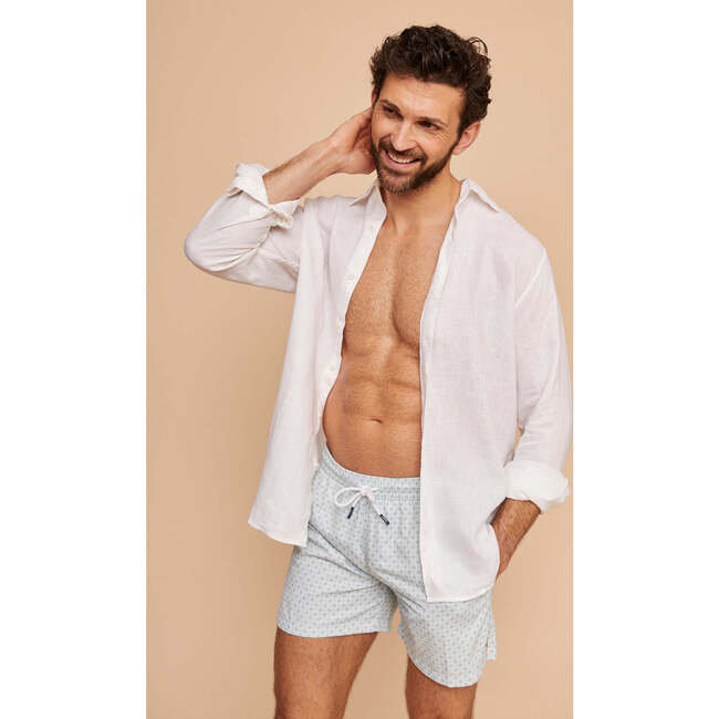 Men's Swim Shorts, Pale Green Geo - Swim Trunks - 6