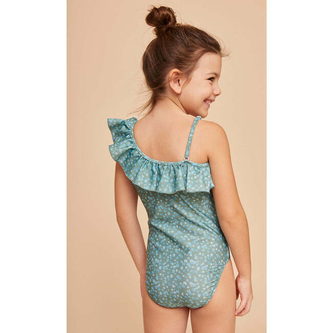 Girls' Ruffle Swimsuit, Khaki Flowers - One Pieces - 6