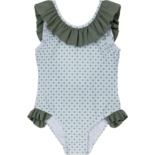 Girl Swimsuit, Green Floral