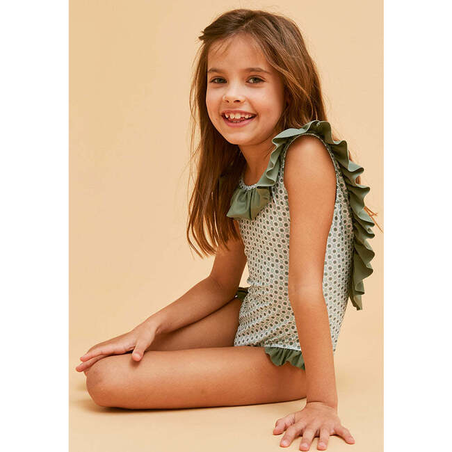 Girl Swimsuit, Green Floral