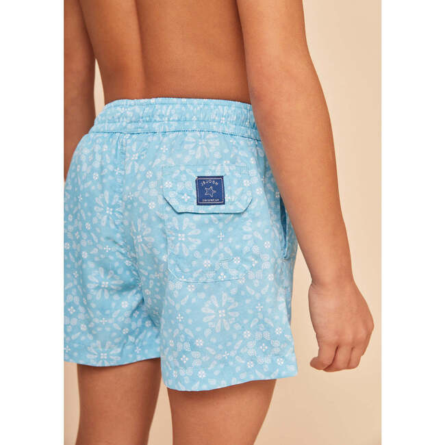 Boy's Swim Shorts, Sky Blue Bandana - Swim Trunks - 6