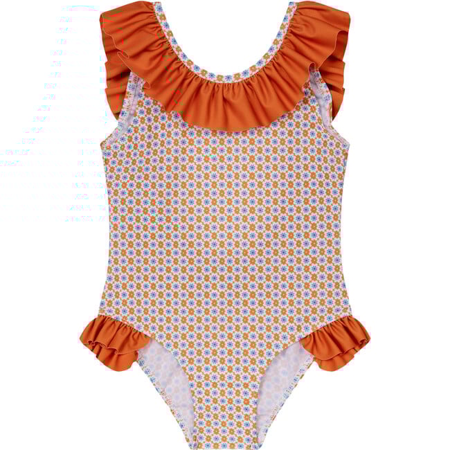 Girl Swimsuit, Orange Floral