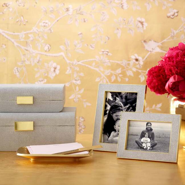 Modern Shagreen Small Jewelry Box, Dove