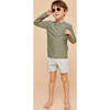 Boy's Swim Shorts, Pale Green Geo - Swim Trunks - 3
