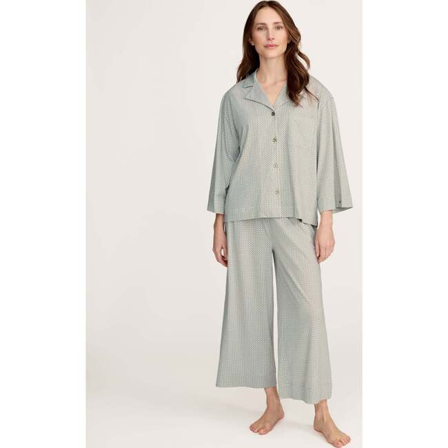 Olivia Wide Leg Pajama in Sage Geo