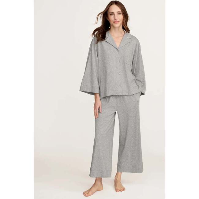 Olivia Wide Leg Pajama in Heather Grey