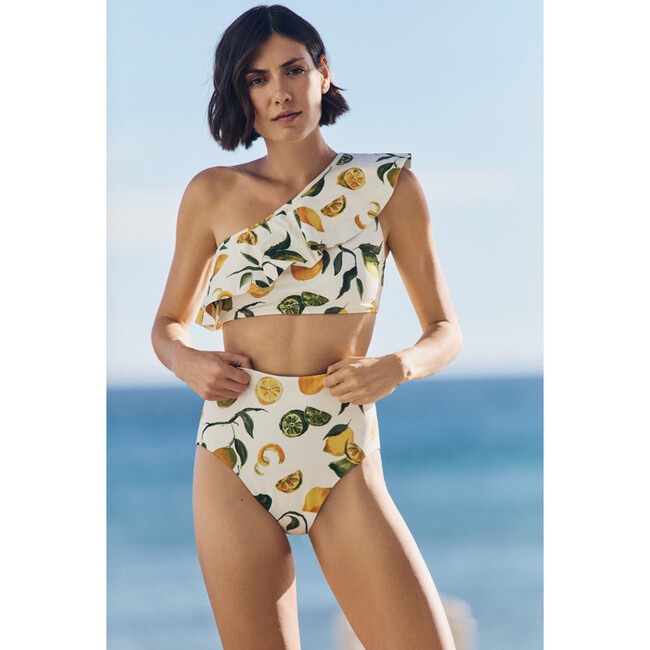 Vanessa One Shoulder Ruffle Bikini Top in Slice of Life