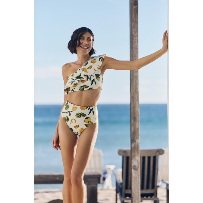 Vanessa One Shoulder Ruffle Bikini Top in Slice of Life