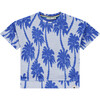 Terry Palm Tree Short Sleeve Sweat Top, Royal - T-Shirts - 1 - thumbnail