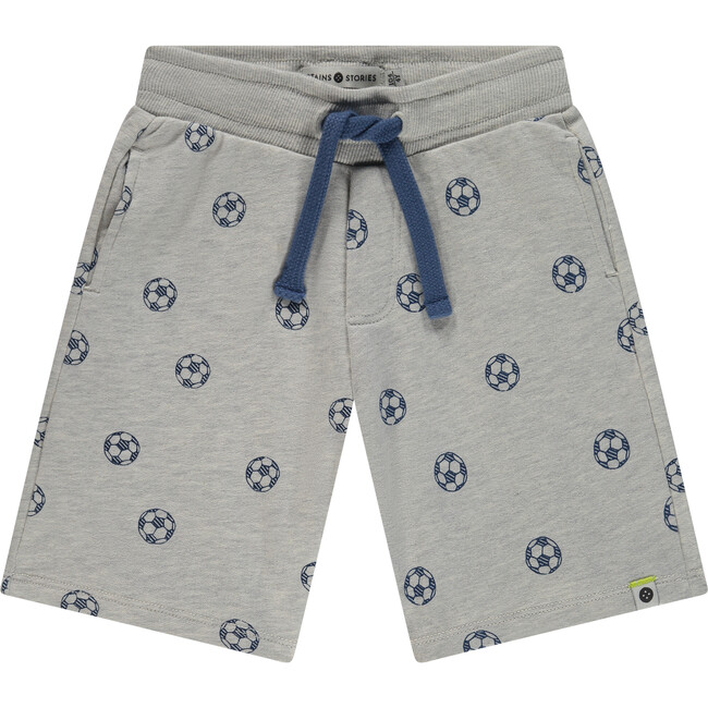 Soccer Print Sweatshort, Light Grey Melee