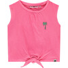 Tie Front Textured Top, Neon Pink - Tank Tops - 1 - thumbnail