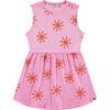 Terry Sleeveless Sun Print Dress, Neon Pink - Dresses - 1 - thumbnail