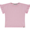 Ruffle Sleeve Short Sleeve T-Shirt, Blush - T-Shirts - 1 - thumbnail