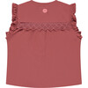 Ruffled Sleeve Eyelet Accent Top, Ruby - Tank Tops - 2 - thumbnail