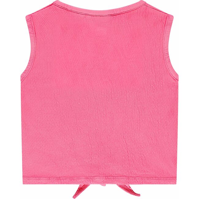 Tie Front Textured Top, Neon Pink