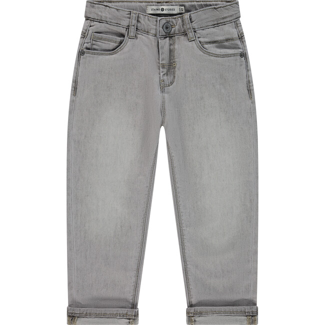 Relax Fit Denim Pants, Light Grey Denim