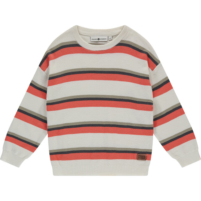 Pullover Multi Stripe Sweater, Grapefruit