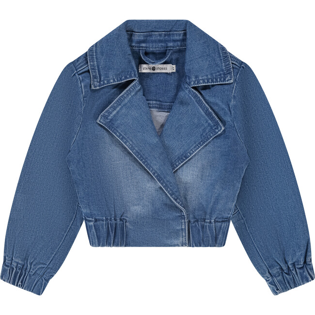 Modern Cinched Waist Denim Jacket, Blue Denim