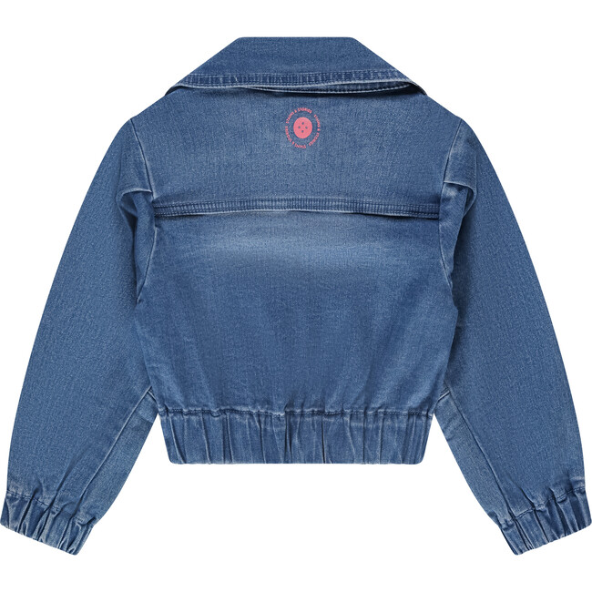 Modern Cinched Waist Denim Jacket, Blue Denim