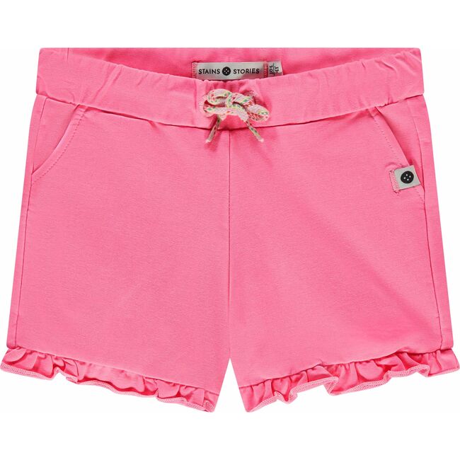 Pull On Ruffled Sweat Short, Neon Pink