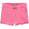 Pull On Ruffled Sweat Short, Neon Pink - Shorts - 1 - thumbnail