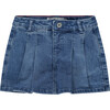 Pleated Denim Skort, Medium Blue - Shorts - 1 - thumbnail