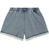 Pull On Frayed Denim Short, Light Blue Denim - Shorts - 2