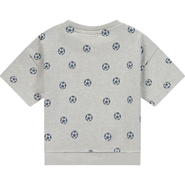 Pullover Short Sleeve Sweat Top, Light Grey Melee