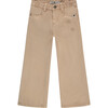 Flower Applique Wide Leg Pant, Beige - Jeans - 1 - thumbnail