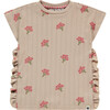 Floral Print Pointelle Top, Beige - T-Shirts - 1 - thumbnail