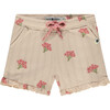 Floral Print Pointelle Short, Beige - Shorts - 1 - thumbnail