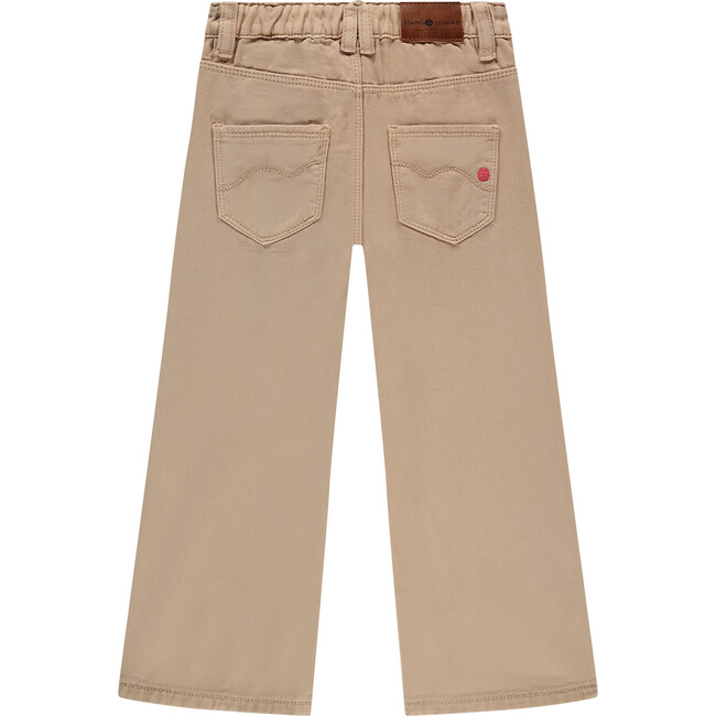 Flower Applique Wide Leg Pant, Beige