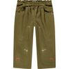 Embroidered Ruched Waist Pant, Army - Pants - 1 - thumbnail
