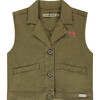 Embroidered Flower Vest, Army - Vests - 1 - thumbnail