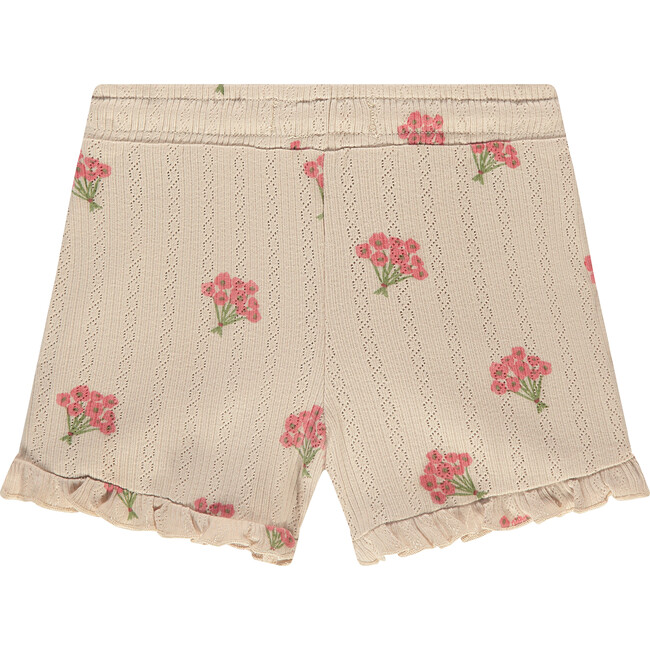 Floral Print Pointelle Short, Beige