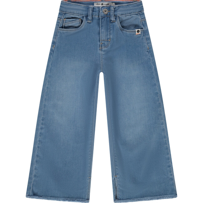 Classic Wide Leg Denim Pants, Medium Blue