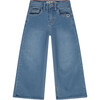 Classic Wide Leg Denim Pants, Medium Blue - Jeans - 1 - thumbnail