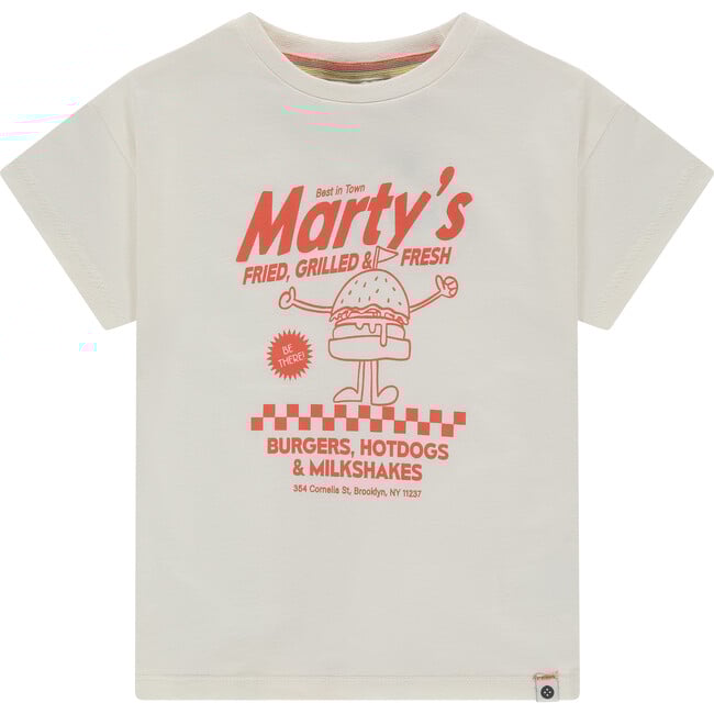 Diner Theme Graphic Short Sleeve T-Shirt, Off White