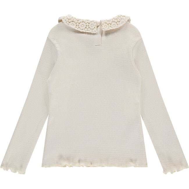 Crochet Collar Long Sleeve Top, Ivory