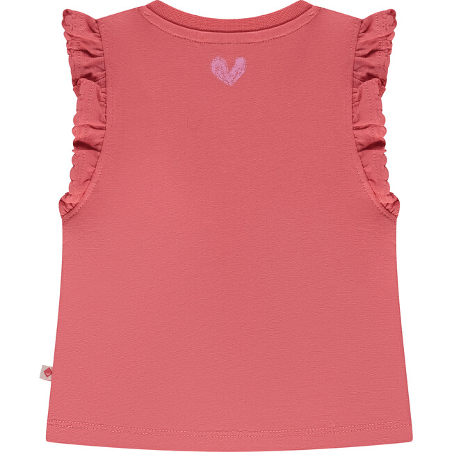 Ruffled Sleeveless Top, Coral Red