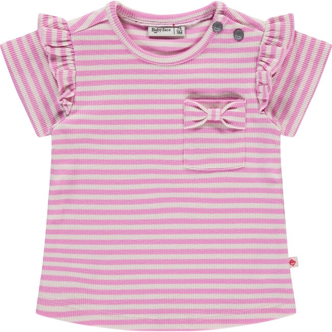 Ruffle Accent Short Sleeve Top, Candy