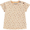 Ribbed Allover Floral Print Short Sleeve, Light Orange - T-Shirts - 1 - thumbnail