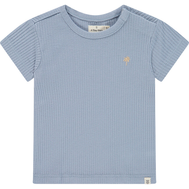 Ribbed Short Sleeve T-Shirt, Light Blue