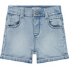 Pull On Denim Short, Grey Blue Denim - Shorts - 1 - thumbnail