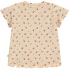 Ribbed Allover Floral Print Short Sleeve, Light Orange - T-Shirts - 2