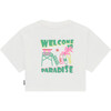 Beach Theme Graphic Crop Top, White - T-Shirts - 2