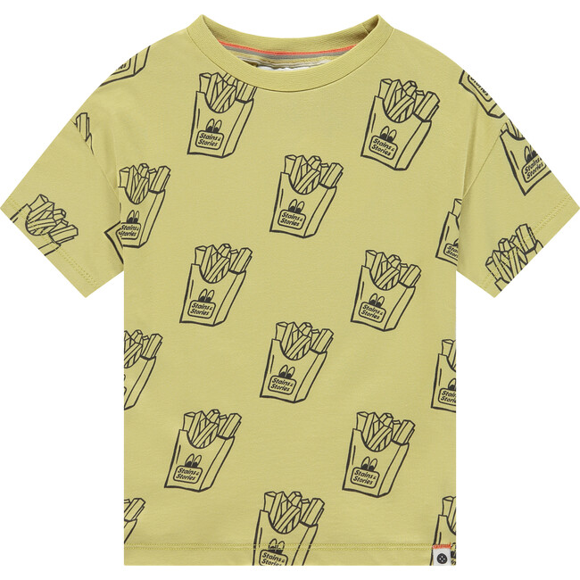 Allover French Fry Short Sleeve T-Shirt, Lemon