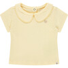 Pointelle Short Sleeve Collar Top, Buttercup - T-Shirts - 1 - thumbnail