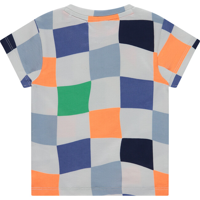 Wavy Checkered Pattern T-Shirt, Cloud
